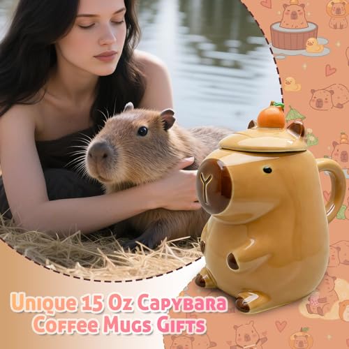 Capybara Lover Gift Set - 10 Pieces: Capybara Themed Cup, Tote Bag, Makeup Bag, Socks, Hairband, Sticky Notes, Earrings & Greeting Card