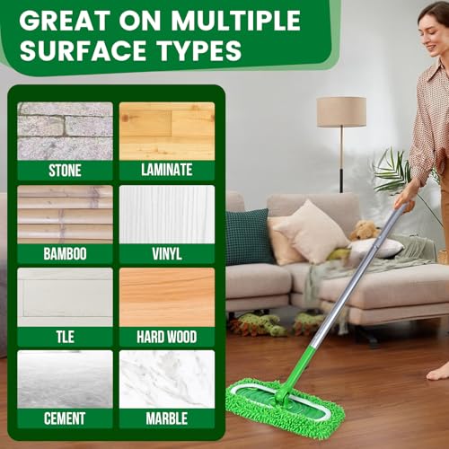 Reusable Microfiber Mop Pads - 6 Pack Wet & Dry Refills for 10-12 Inch Mops