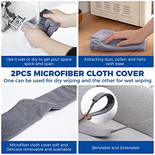 Retractable Gap Dust Cleaner with 61" Extension Pole & 2 Microfiber Cloths
