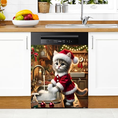 Cat 23x26in Magnetic Dishwasher Cover - Decorative Refrigerator/Washer Magnet Panel