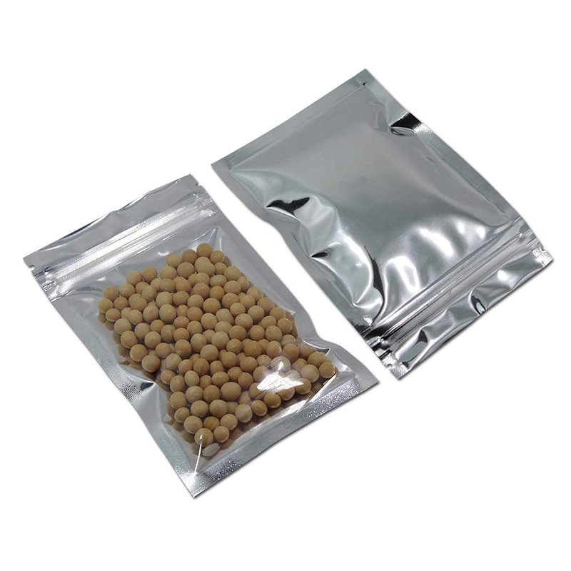 PABCK 100 Pack 3.9x5.9 inch (Inside Size 3.5x4.7 inch) Clear Front Resealable Heat Seal Bags for Zip Bulk Food Storage Lock Bag Reclosable Airtight Foil Pouch Zipper Lock Packaging with Tear Notches