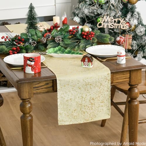 Artoid Mode Beige Dutch Fleece Table Runner 13x72 Inch for Dining & Home Decor