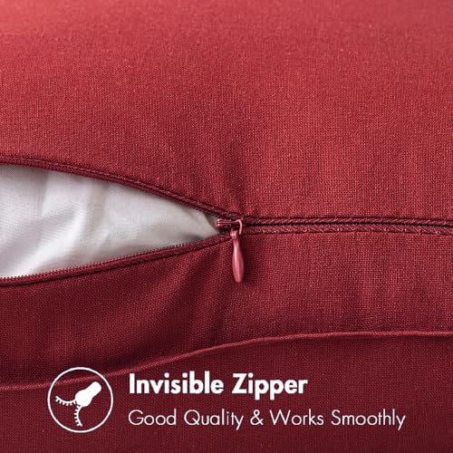 MIULEE Burgundy Red Linen Christmas Pillow Covers 18x18 Inch Set of 2