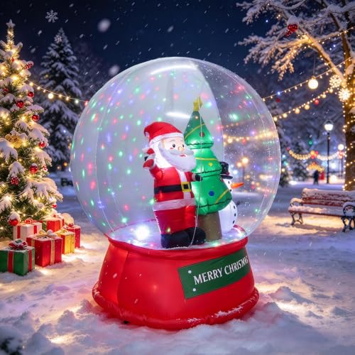 Fulong 6ft Snow Globe Inflatable with LED Lights & Swirling Snow (Snow Globe, 6ft) - Festive Outdoor Yard Decor