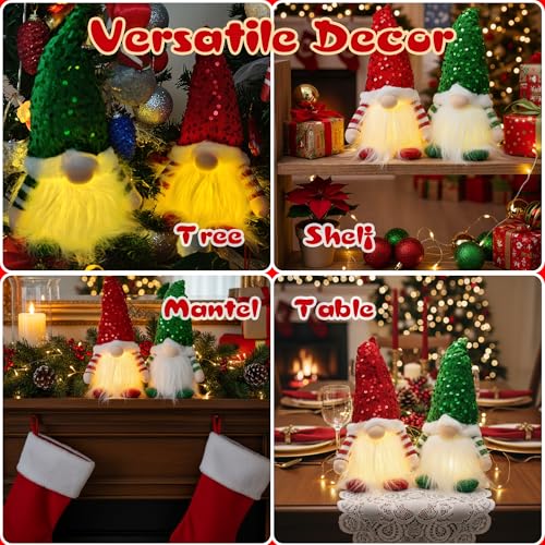 12-Inch Light-Up Handmade Gnome Couple Plush Tabletop Decoration
