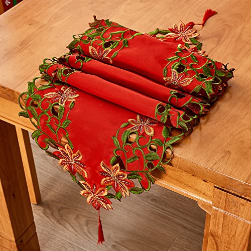 Christmas Embroidered Table Runner 13x69 Inch Holiday Decor