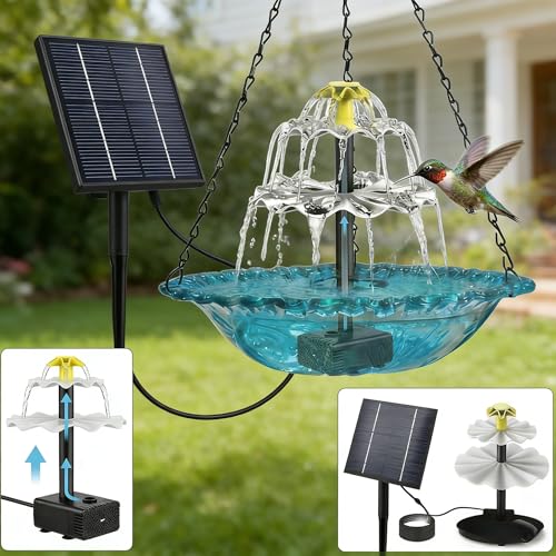 Hanging Solar Bird Bath Fountain - Cascading Outdoor Garden Water Feature