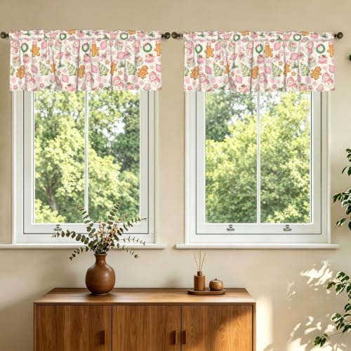 54x18 in Xmas Gingerbread Valances, 2 Pack - Wualmondor Kitchen Decor