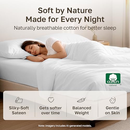 California Design Den King Fitted Sheet - 100% Cotton 400 TC Sateen