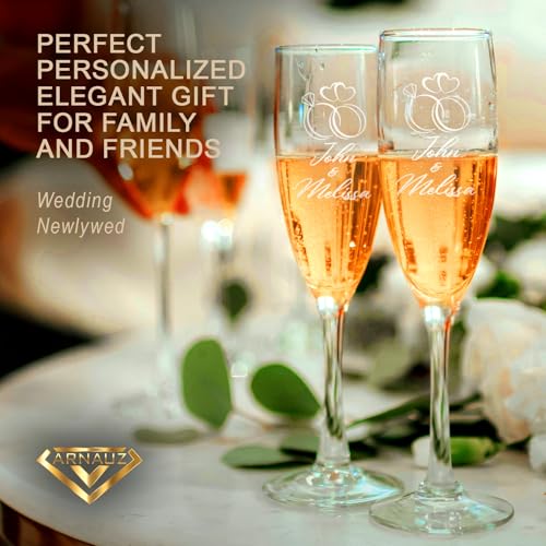 Personalized Champagne Flutes Set for Weddings & Anniversaries - Custom Gift for Couples