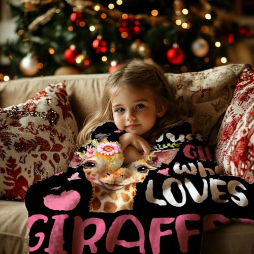 Mokukenren Just a Girl Who Loves Giraffes 50x40in Fleece Throw Blanket