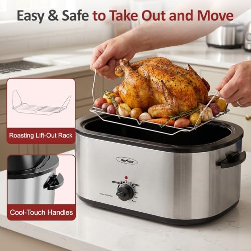 Sunvivi 30QT Silver Large Roaster Oven for Whole Turkey & Large Meals
