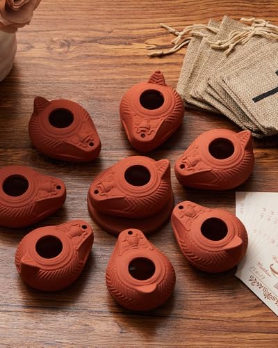 Terracotta Olive Oil Lamp - Antique Replica - 10 Sets for Worship & Decor
