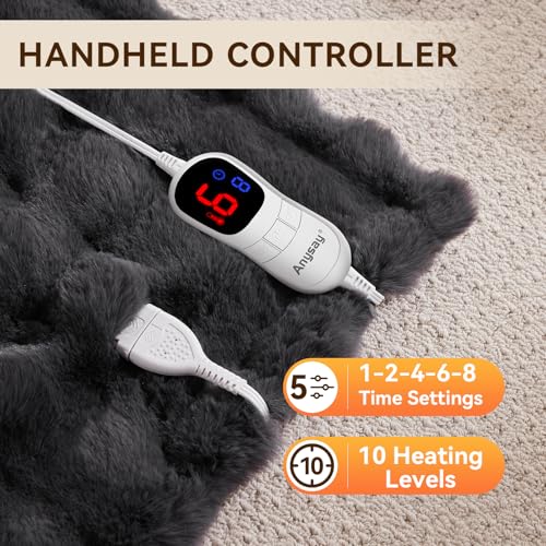 Electric Heated Blanket Throw with 10 Heat Levels & Auto-Off