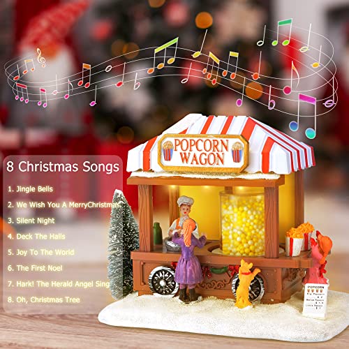 LED Lighted Christmas Village Popcorn Mouse House with Music & Resin Detail
