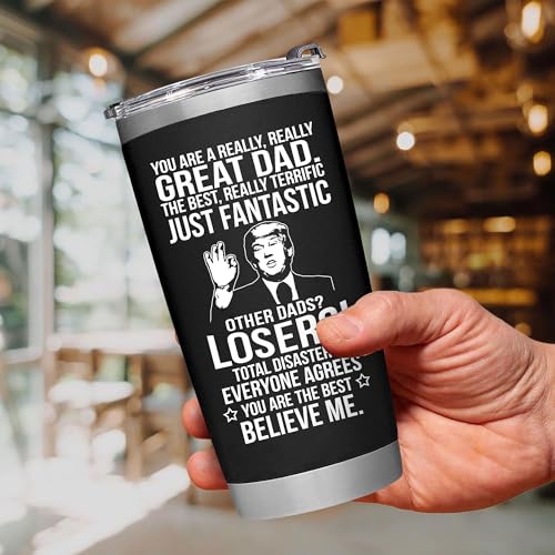 BETHEGIFT Black 20oz Double Wall Insulated Stainless Steel Tumbler for Dad