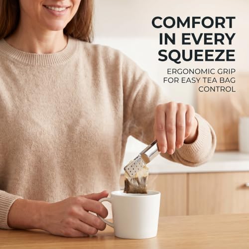 Stainless Steel Tea Bag Tongs Squeezer Clips - Kitchen Bar Tool, Silver