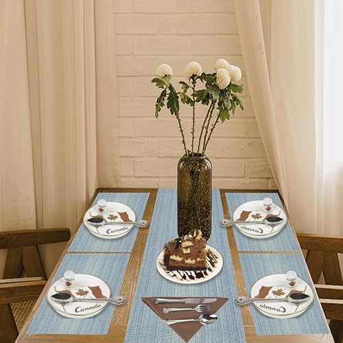 Karlesi Ombre Blue PVC Heat-Resistant 6 Table Mats Sets + 1 Tablecloth