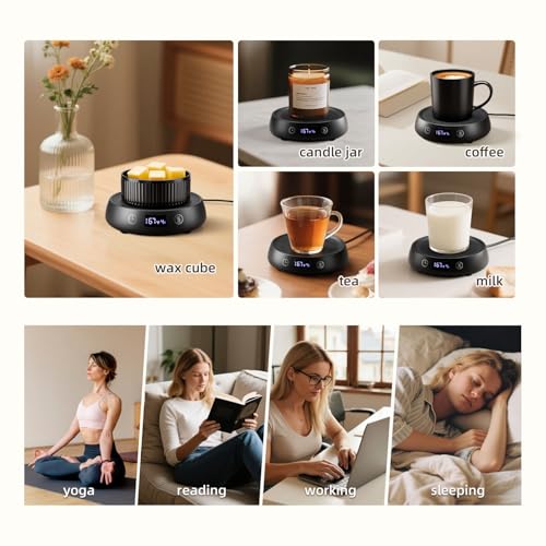 Bsigo Wax Cubes Dish & Black Mug Warmer - Multi-Function Coffee & Candle Heater