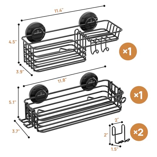Shower Caddy Suction Cup 2 Pack Rustproof Bathroom Organizer Shelf