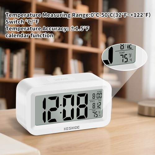 Compact Digital Travel Alarm Clock with Indoor Temperature and Snooze