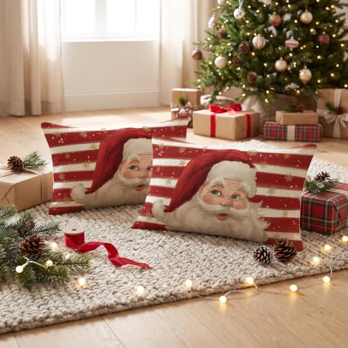 AVOIN ColorLife Christmas Red Santa 12x20 Inch Pillow Covers (Set of 2) Red / 20" x 12"