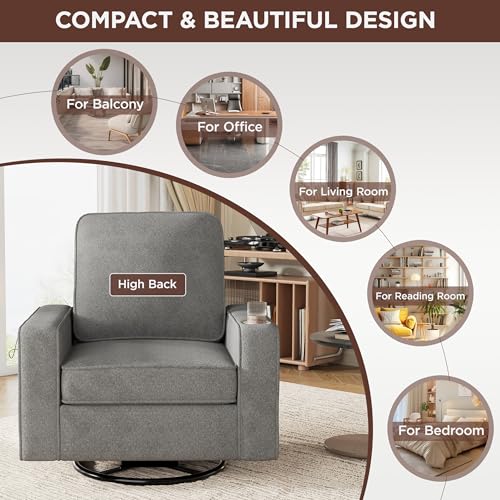 Modern Swivel Accent Chair with USB Charging, Cup Holder and Side Pocket