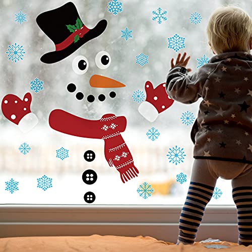 Censen 2-Pack Christmas Door Decals - Snowman Window & Door Stickers Removable