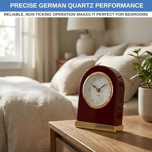 Rosewood Analog Alarm Clock with Silent Quartz Movement and Backlight