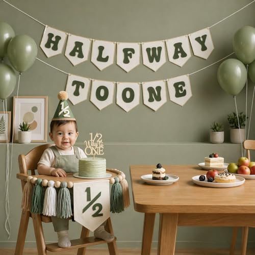 1/2 Birthday Boy Decorations Kit - Half Way to One Banner & High Chair Decor