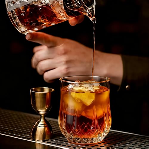8-Piece Glassware Set, Clear Ribbed Drinking Glasses for Water and Cocktails