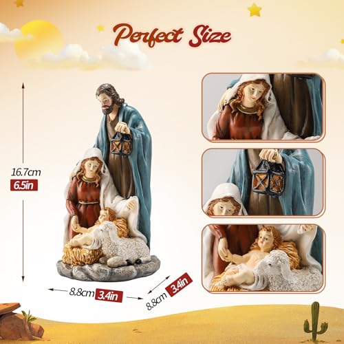 6.5-Inch Christmas Nativity Set - Hand-Painted Holy Family Resin Figurine