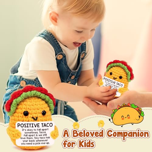Handmade Positive Crochet Taco with Inspirational Card - Desk Decor Gift