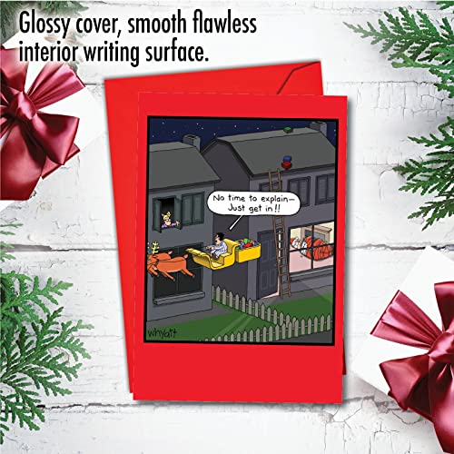 Funny Christmas Card Just Get In - Holiday Greeting Card with Envelope