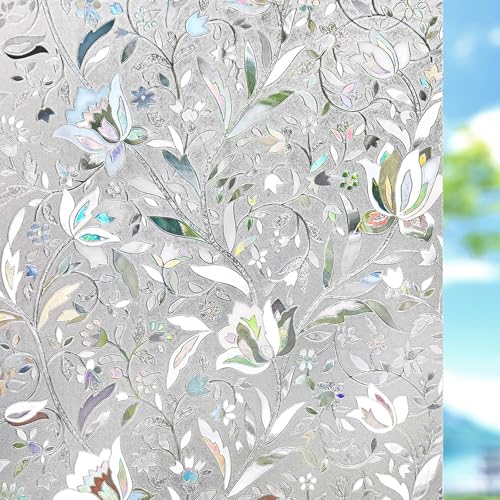 Rainbow Privacy Window Film - Stained Glass Static Cling (17.5" x 78.7")