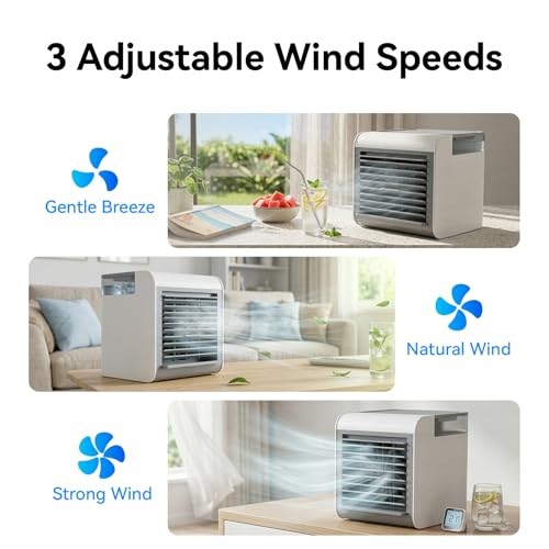 Portable Air Conditioner Fan, 4-in-1 Mini Evaporative Cooler with 450ml Tank