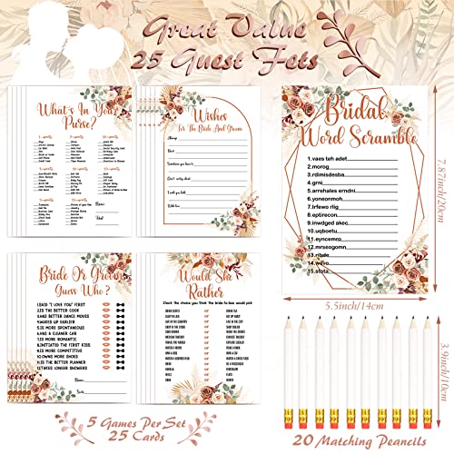Teling Bohemian Bridal Shower Games Set 145 Pcs - Wedding & Bachelorette Party