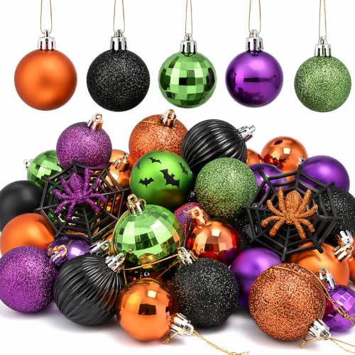 64-Piece Shatterproof Halloween Tree Ornaments - Vintage Hanging Ball Set