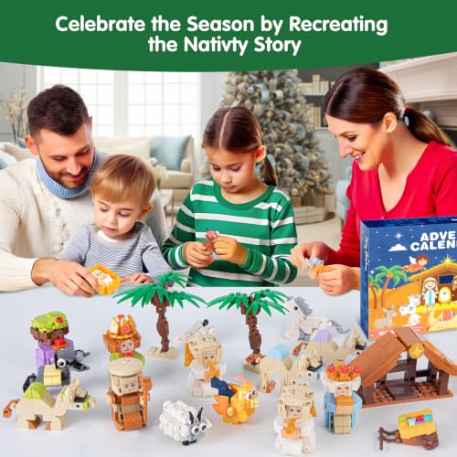 Nativity Scene Building Block Advent Calendar - 24-Day Christmas Countdown Set