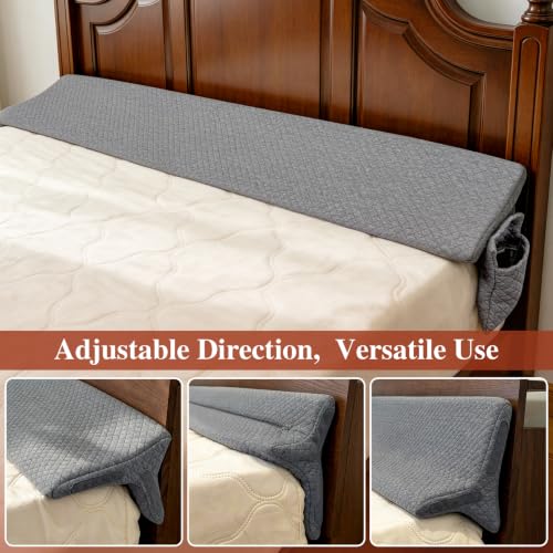 Triangle Bed Gap Filler for Headboard with Storage Pockets, Washable Cover