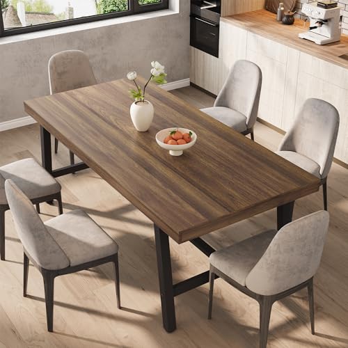 71-Inch Industrial Rectangular Dining Table for 6-8 People, Heavy Duty Wood