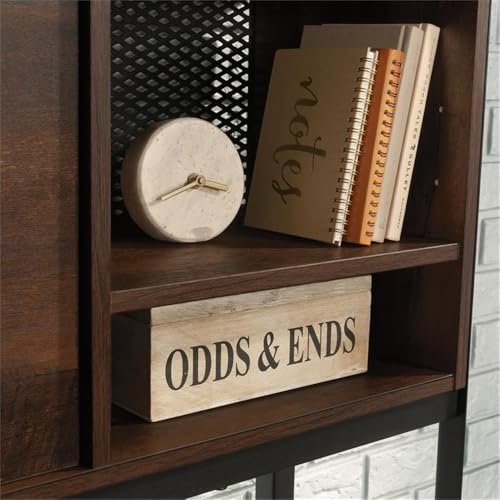 65-Inch Office Desk Hutch with Adjustable Shelves and Hidden Storage