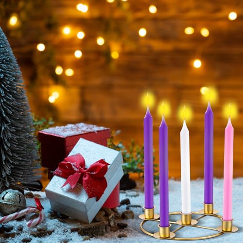 4-Pack Gold Metal Christmas Advent Wreath Candle Holder Ring, 8.5 Inch