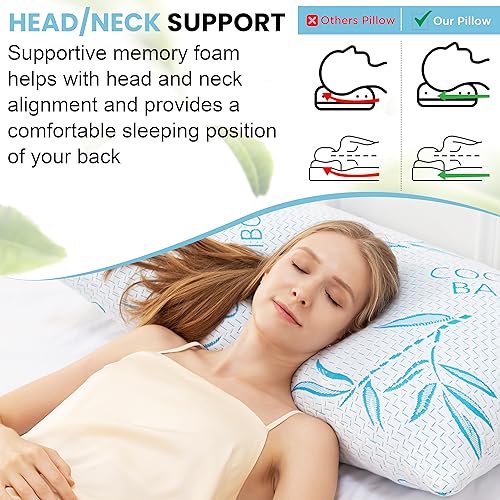 Cooling Adjustable King Size Pillows - 2 Pack Shredded Memory Foam