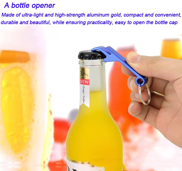 MTOMDY 50 Pcs Blue Aluminum Beer Bottle Opener Keychain Bulk - Portable & Durable