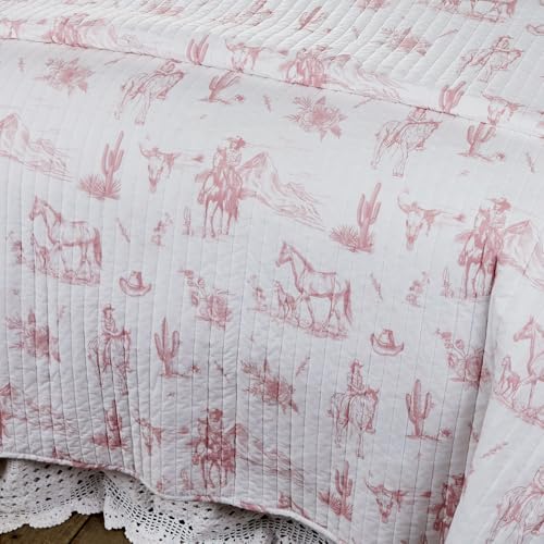 Dusty Rose Cowgirl Toile Cotton Sham - Reversible 20x26 in