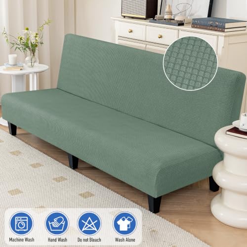 Stretch Armless Futon Cover, Full Size, Washable Jacquard Fabric