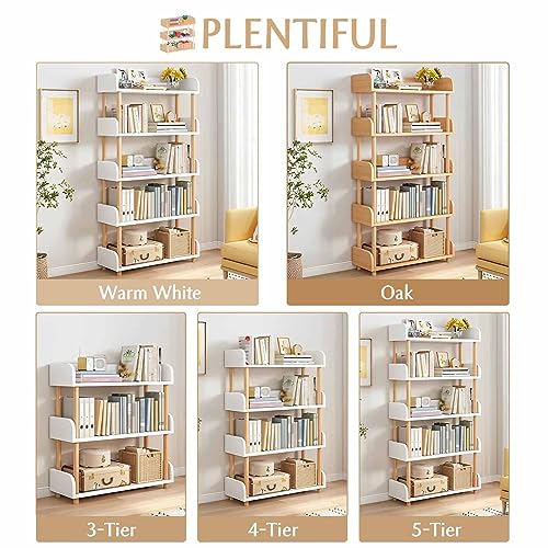 3-Tier Wooden Open Bookcase, Modern Display Shelf with Anti-Fall Edges