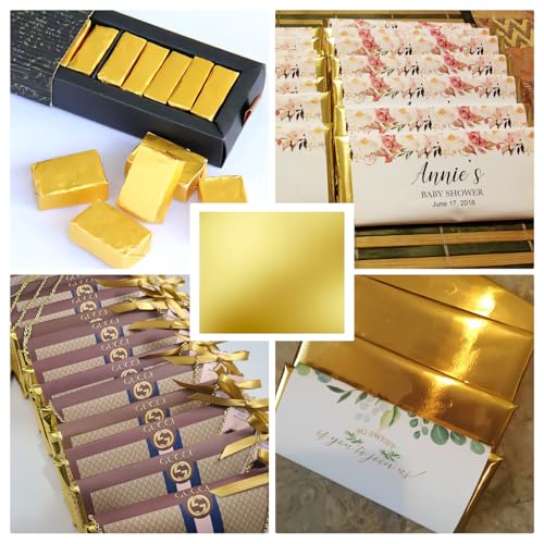 HRXMS Golden Chocolate Bar Wrappers 120pcs 6x7.5in Thick Backing - Food Grade Candy Wrappers