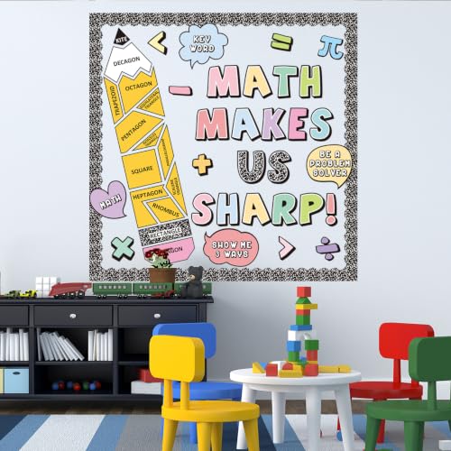 Math Makes Us Sharp Bulletin Board Decoration Set for Classroom Teachers